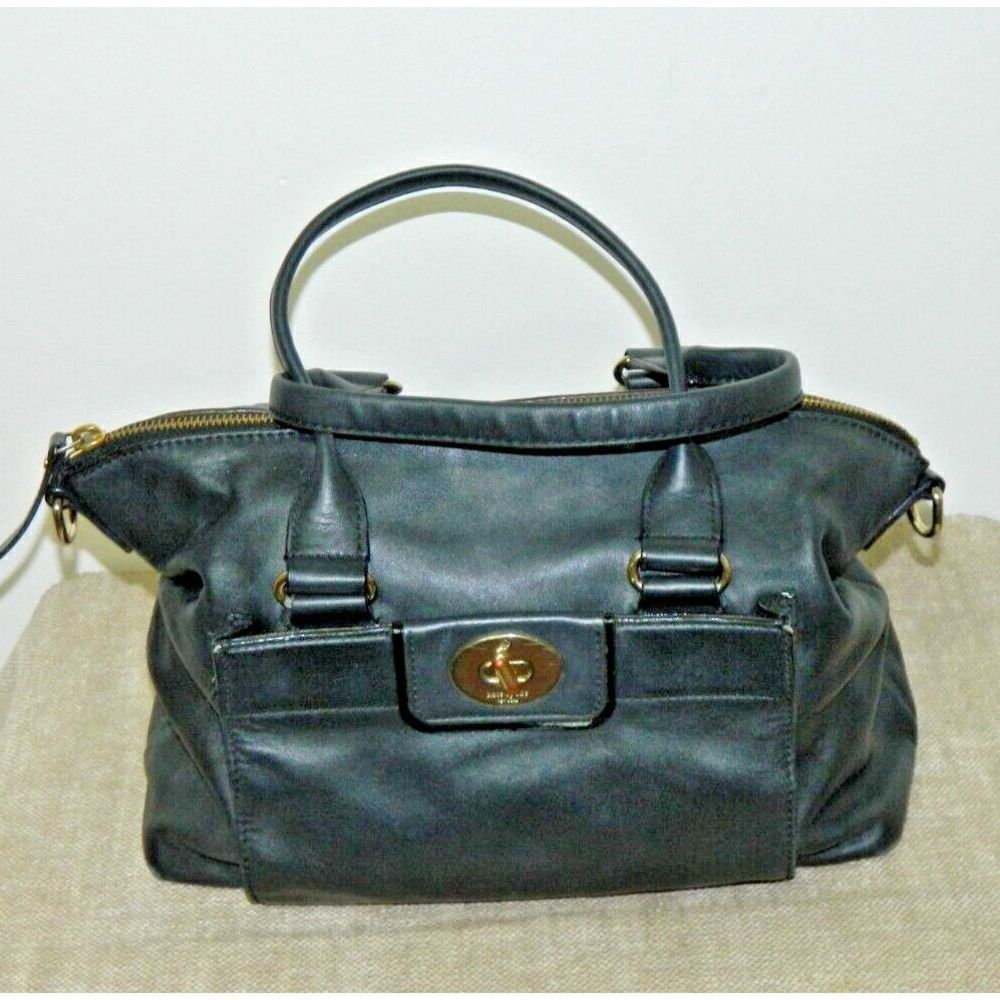 Kate Spade Purse Satchel Black Leather Shoulder Bag Pockets